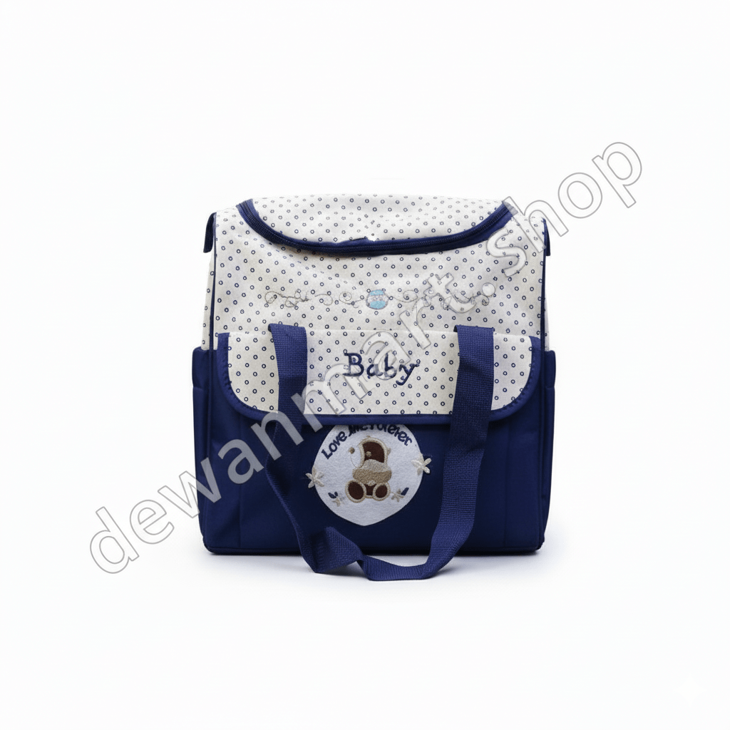 Stylish Blue Diaper Backpack - Unisex Cotton Baby Bag