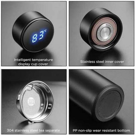 smart water bottle with a LED digital display showing the temperature allowing you to discover your perfect drink temperature