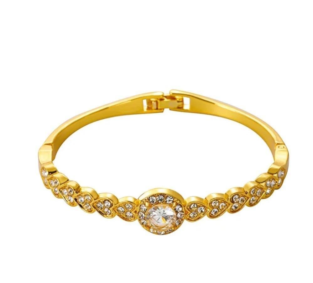 Heart Shape Stone Bracelet - Adjustable Alloy Jewelry for Women - Dewan Mart