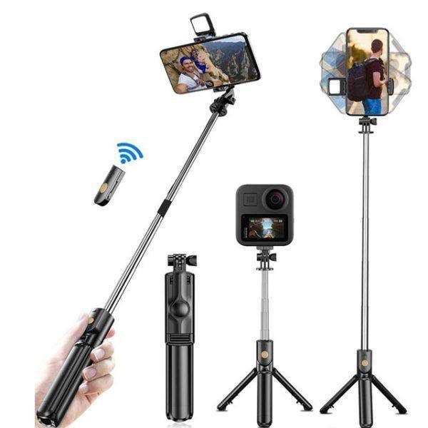  4-in-1 Selfie Stick Tripod with Bluetooth Remote & LED Light
