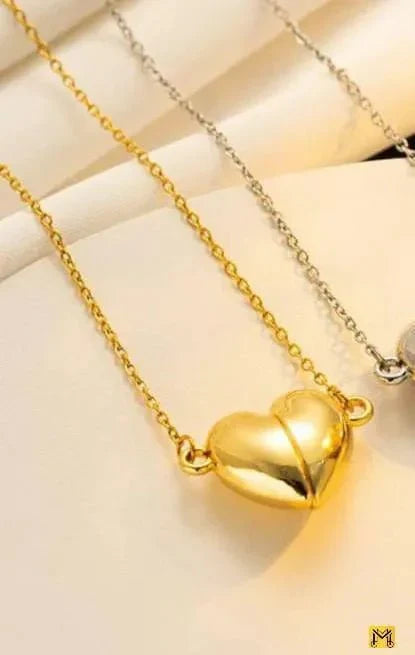  Gold Plated Magnetic Heart Gemstone Necklace for Women