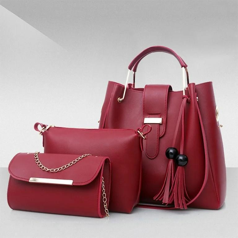  PU Leather Handbag Set for Women: Tote & Crossbody Combo