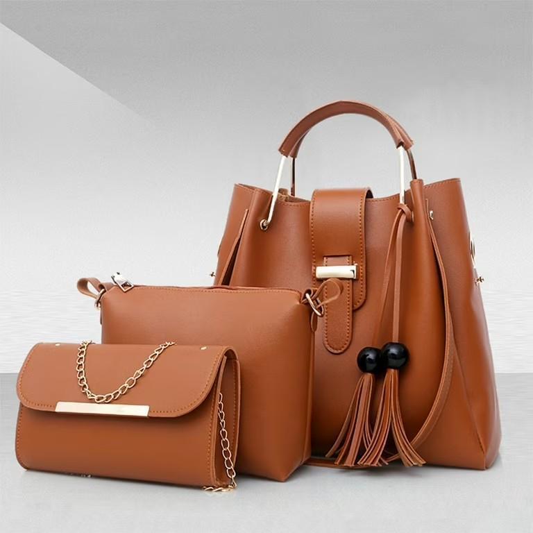  PU Leather Handbag Set for Women: Tote & Crossbody Combo