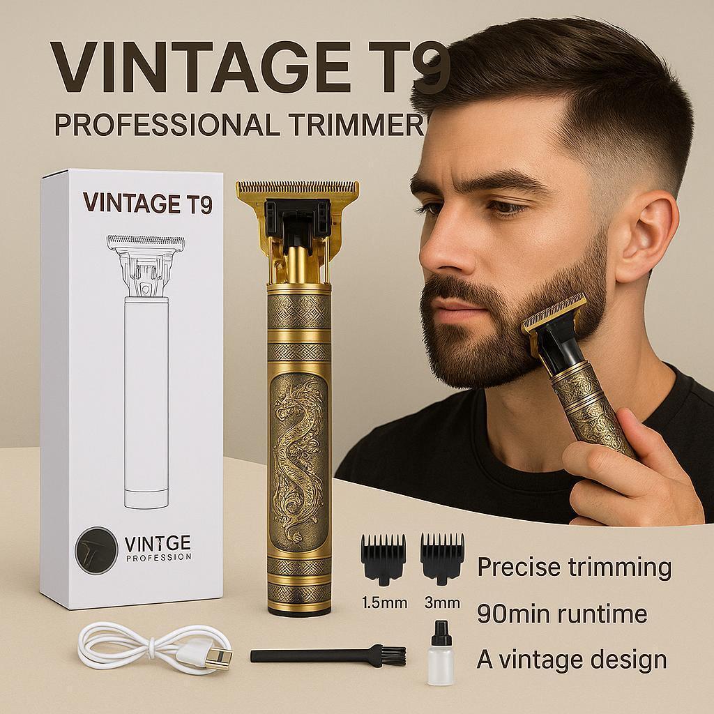 Vintage T9 Hair Trimmer Electric USB Charging Beard Trimmer