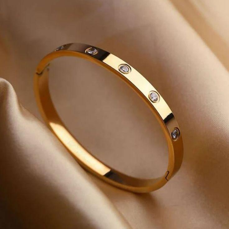 Gold Plated Artificial Stones Kara Bangle - Dewan Mart