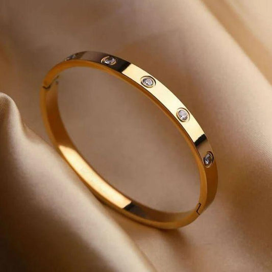 Gold Plated Artificial Stones Kara Bangle - Dewan Mart